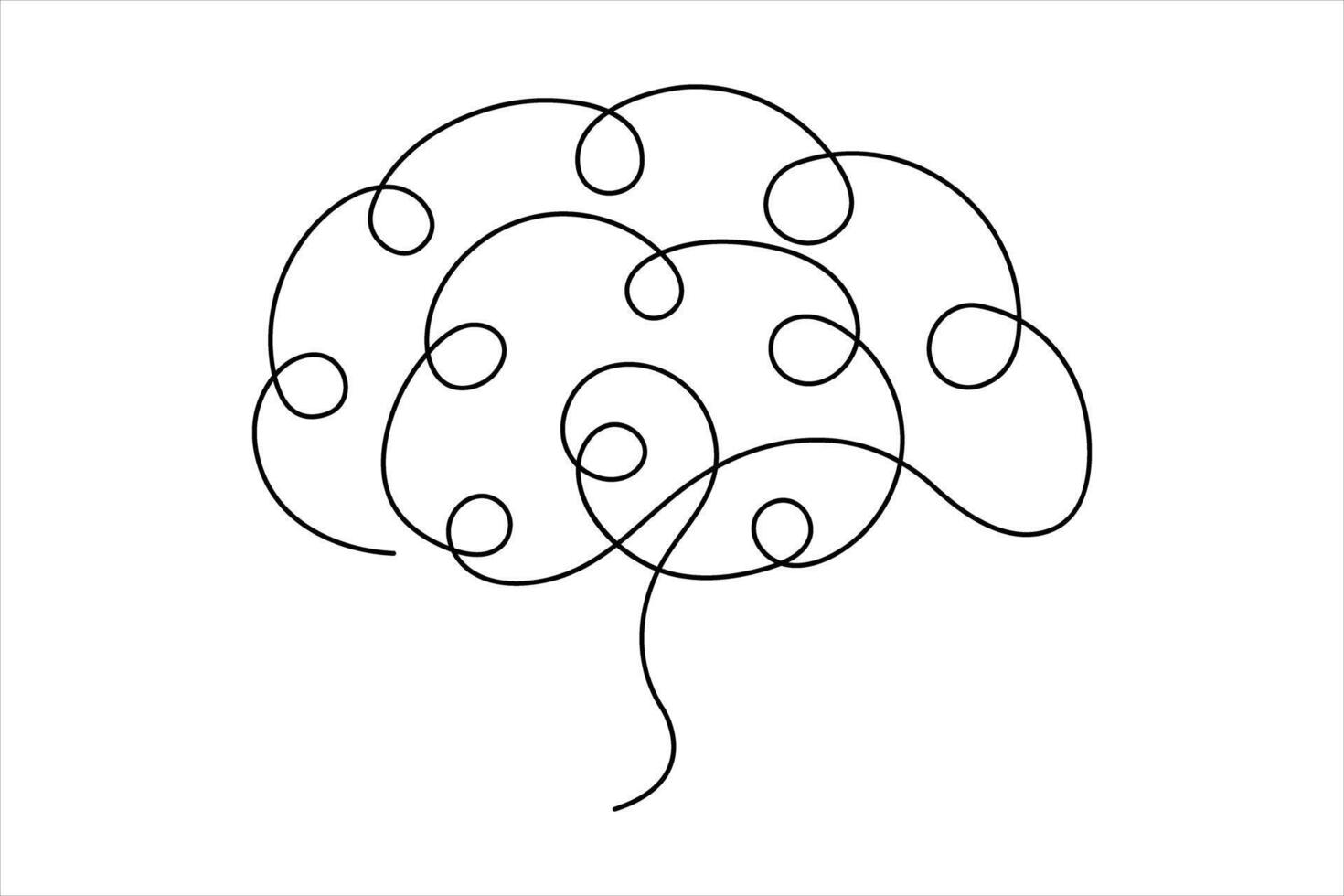 Single line art silhouette brain design, Logo design, Hand drawn minimalism design vector