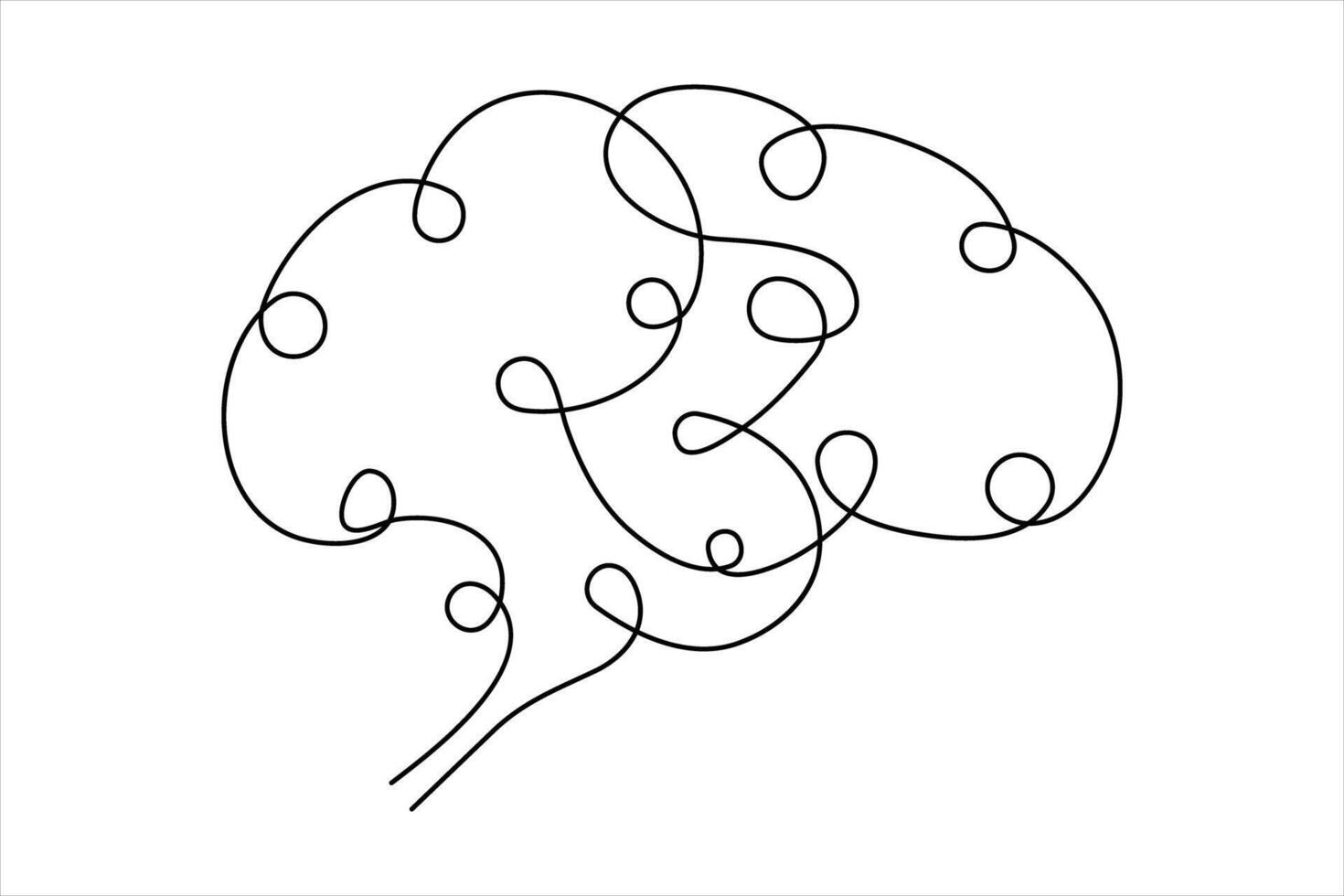 One line art silhouette brain design, Logo design, Hand drawn vector