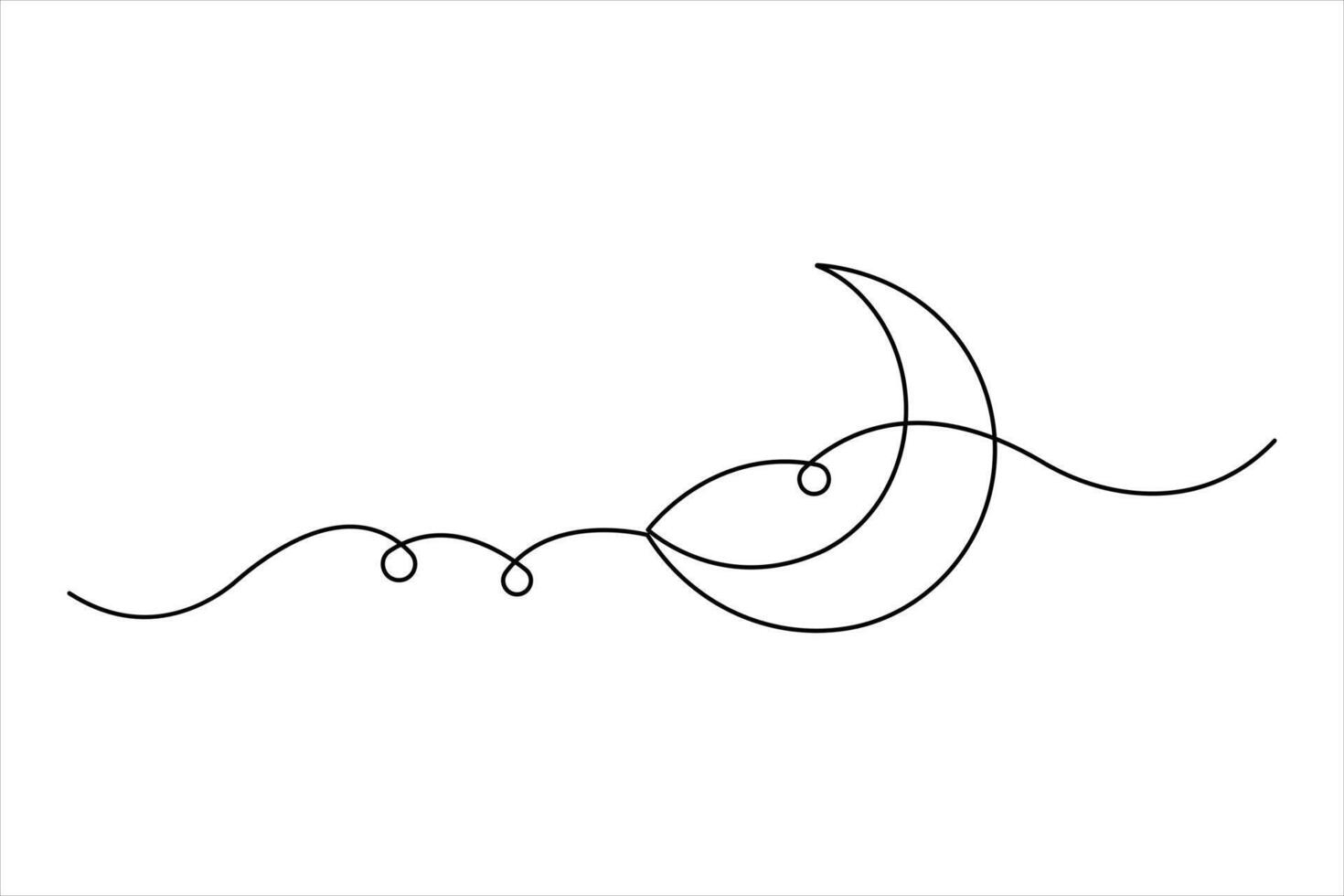 Crescent moon continuous one line art drawing of isolated outline illustration vector