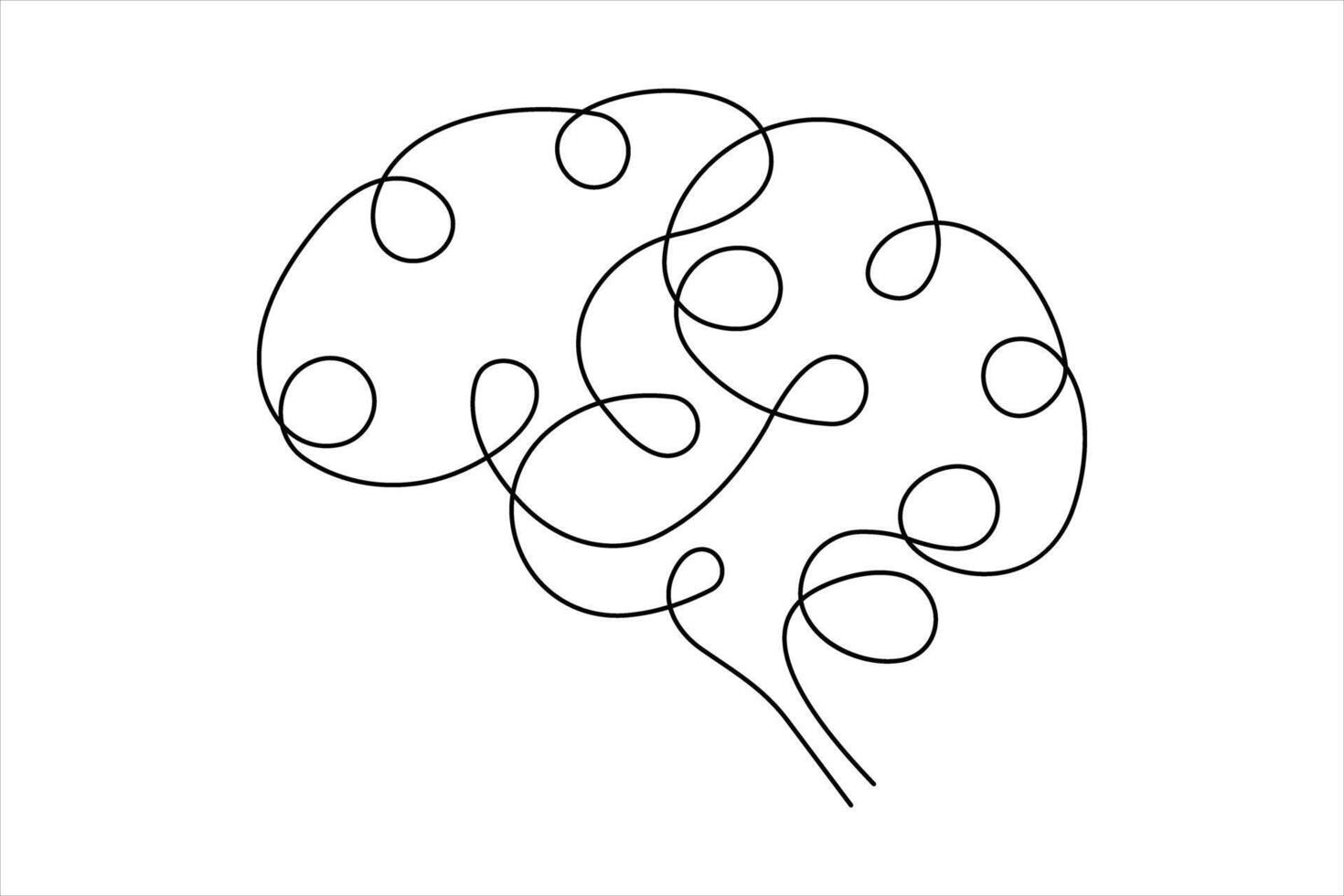 One line art silhouette brain design, Logo design, Hand drawn minimalism design vector