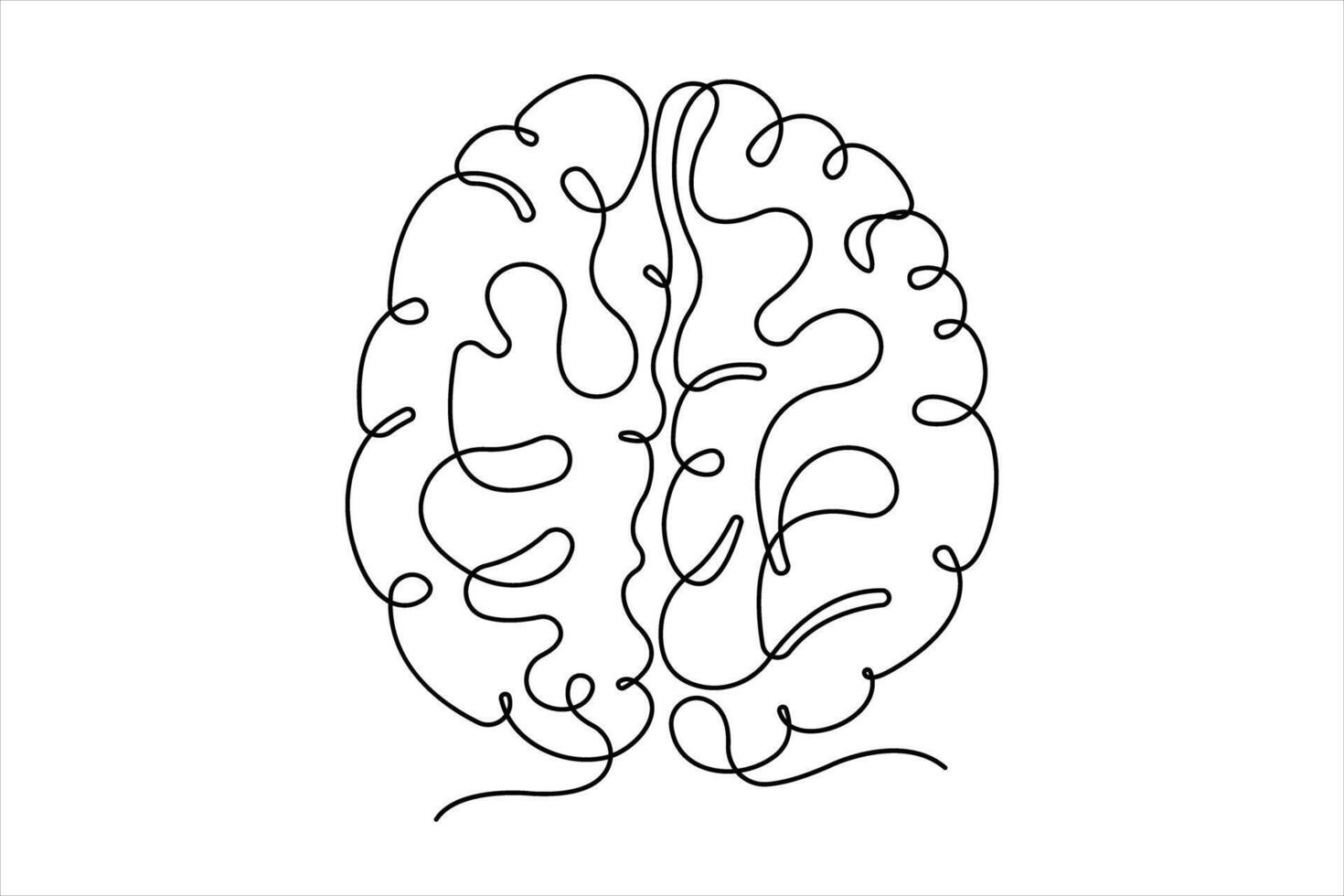 Single line art silhouette brain design, Logo design, Hand drawn vector