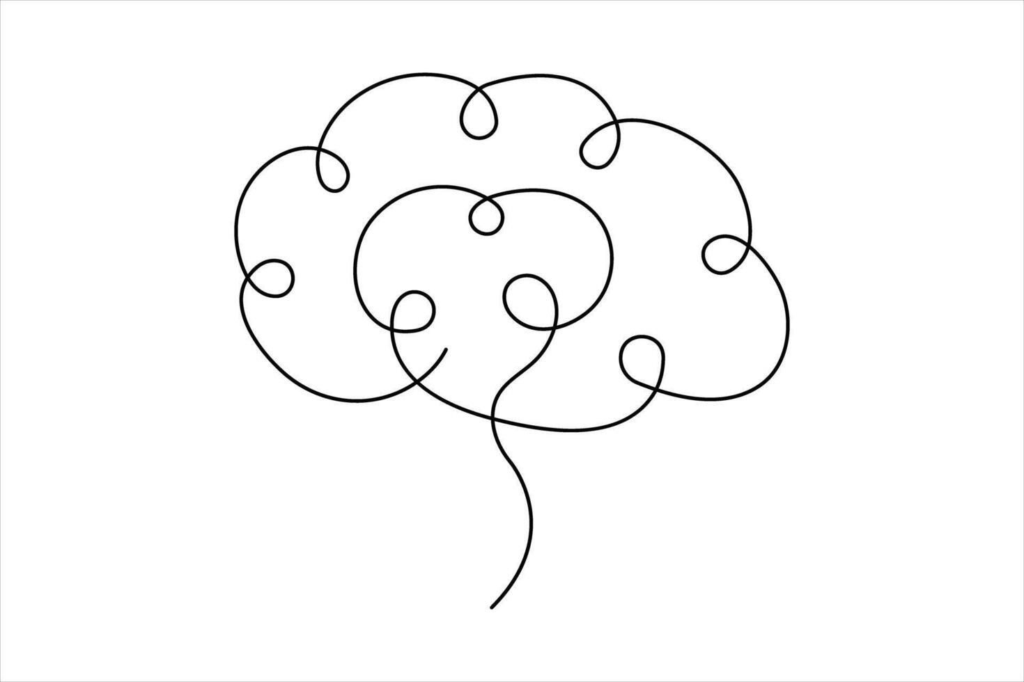 Single line art silhouette brain design vector