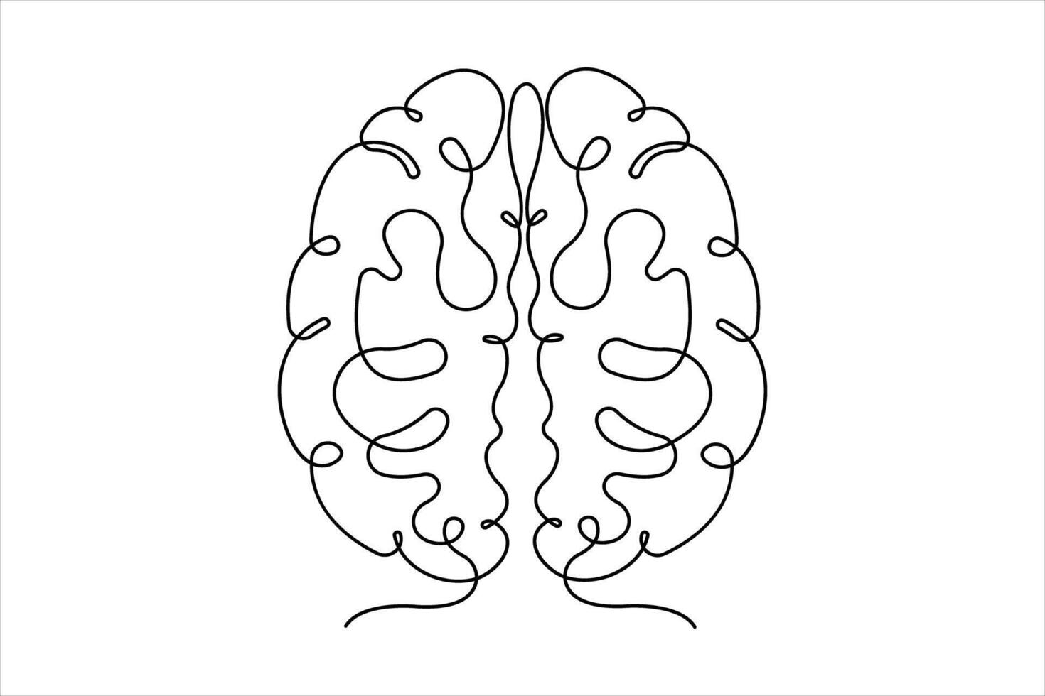 One line art silhouette brain design, Logo design, Hand drawn minimalism vector