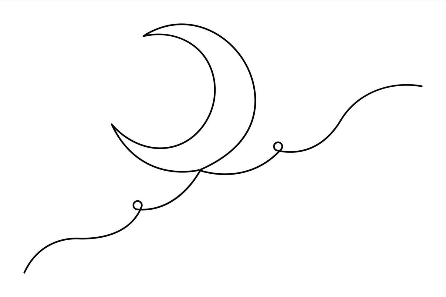 Crescent moon continuous one line vector