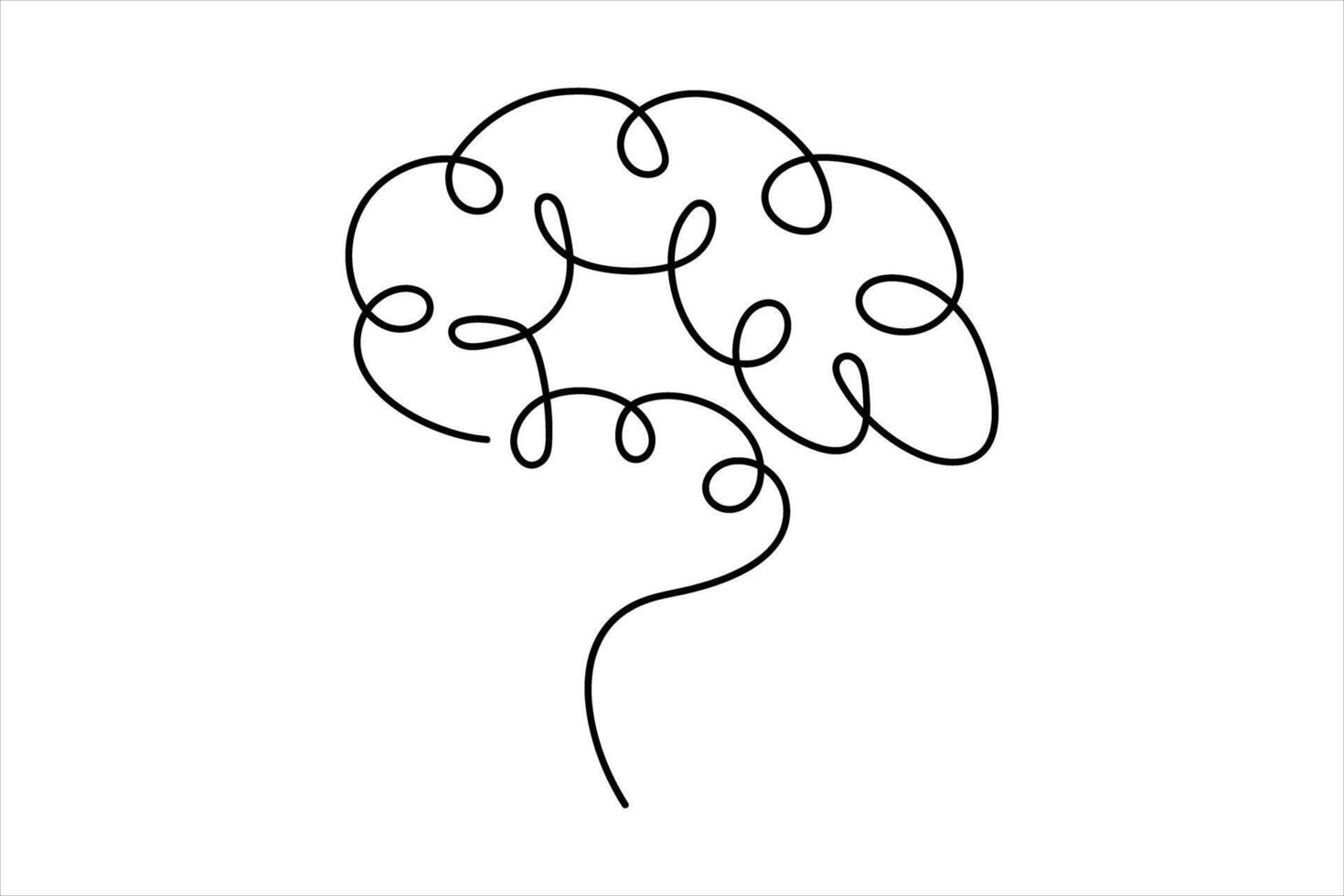 Single line art silhouette brain design, Logo design, Hand drawn minimalism vector