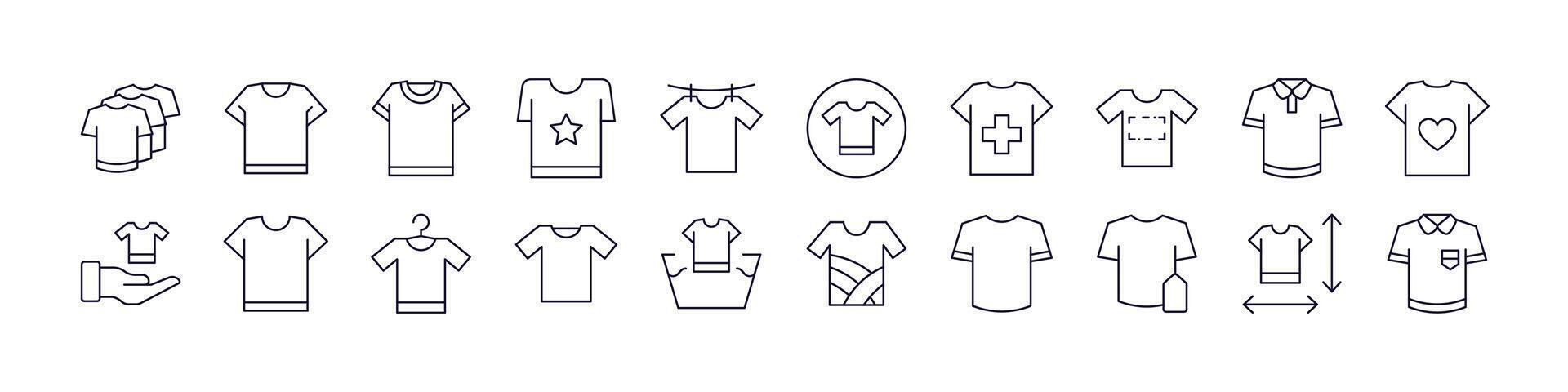 T Shirt Pack of Thin Icons. Editable Stroke. Perfect for Web Sites, Books, Cards, Apps vector