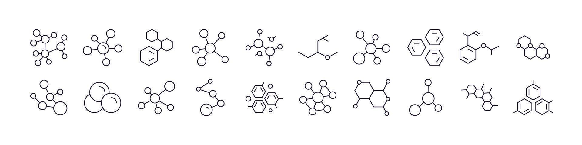 Atom Set of Thin Icons. Editable Stroke. Perfect for Web Sites, Books, Cards, Apps vector