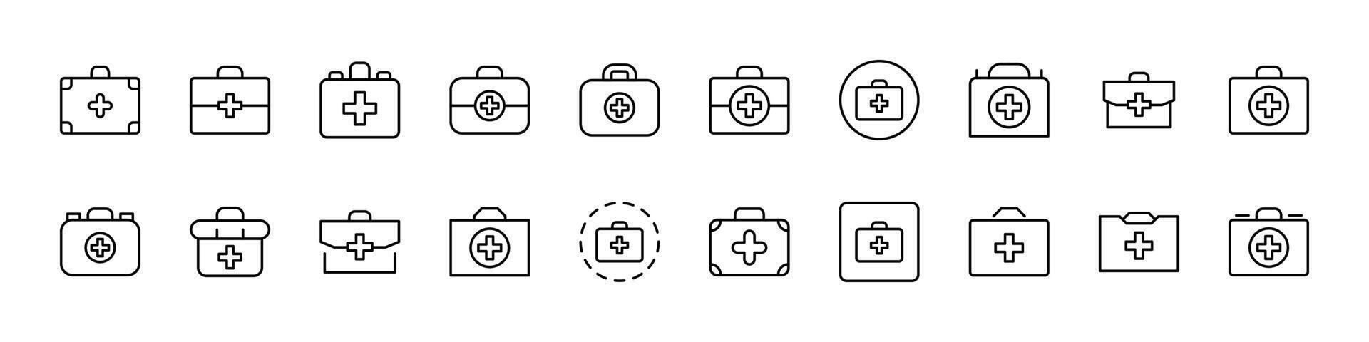 Medical Suitcase Collection of Thin Icons. Editable Stroke. Perfect for Web Sites, Books, Cards, Apps vector