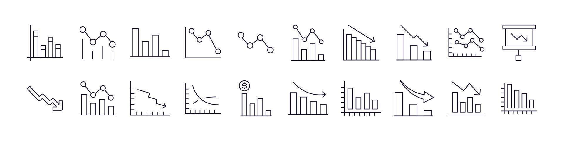 Progress Bar and Growth Diagram Set of Thin Icons. Editable Stroke. Perfect for Web Sites, Books, Cards, Apps vector