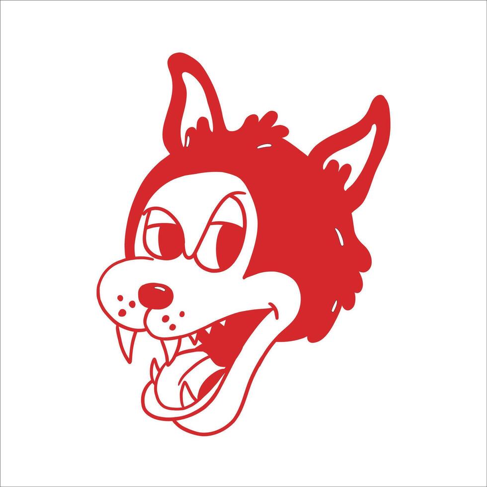 wolf retro cartoon logo illustration vector