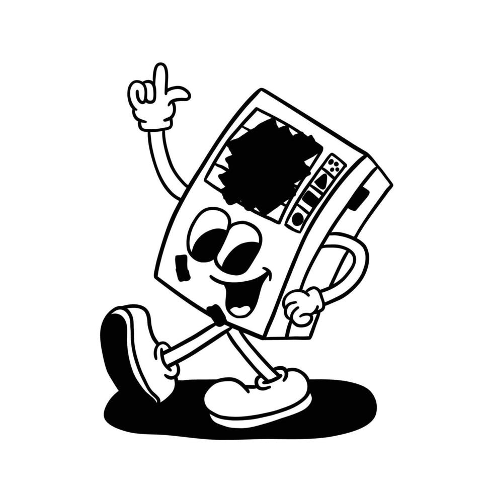 vending machine cartoon retro illustration vector