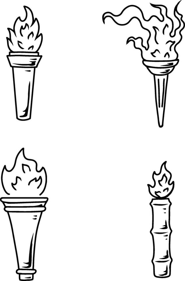 torch illustraton line art vector
