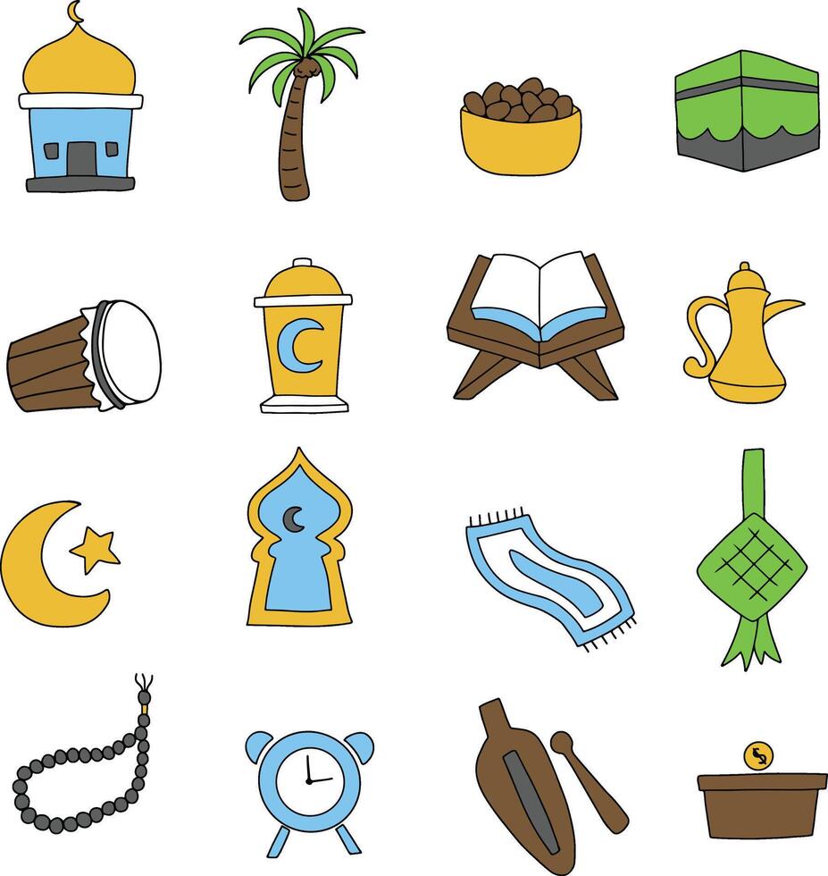 ramadhan icon set illustration vector