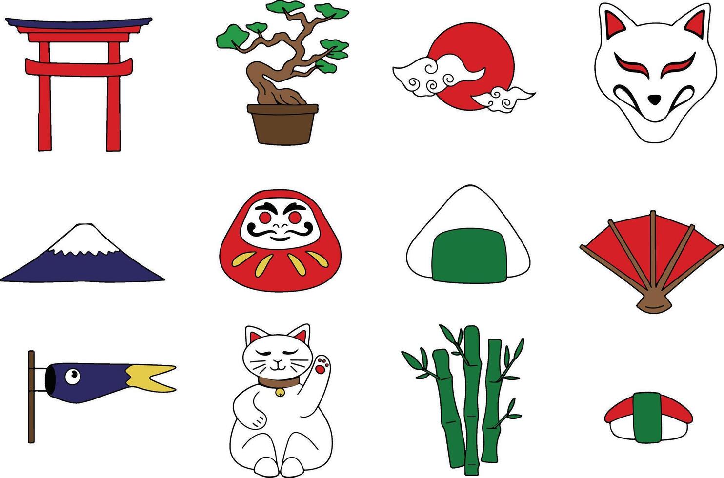 japanese culture icon illustration vector