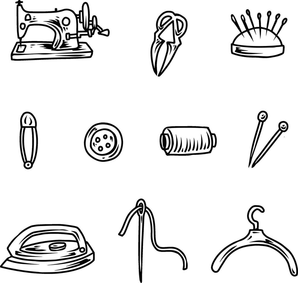seamstress set illustration vector