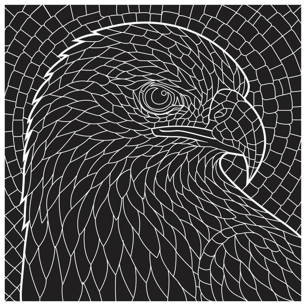 Eagle wire frame mosaic grid in black and white illustration design. vector