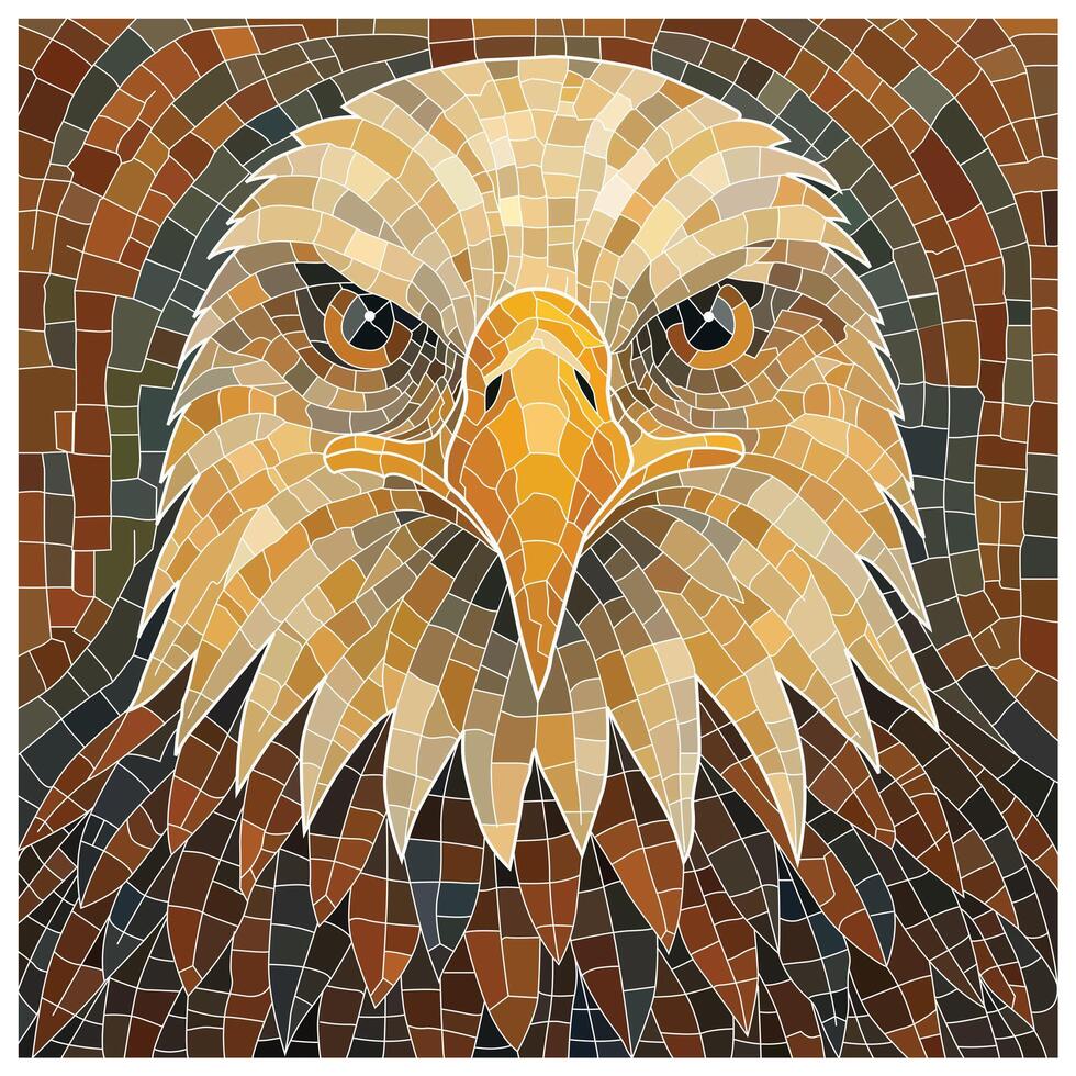 Mosaic Eagle Head A Detailed and Realistic Stained Glass Portraits vector