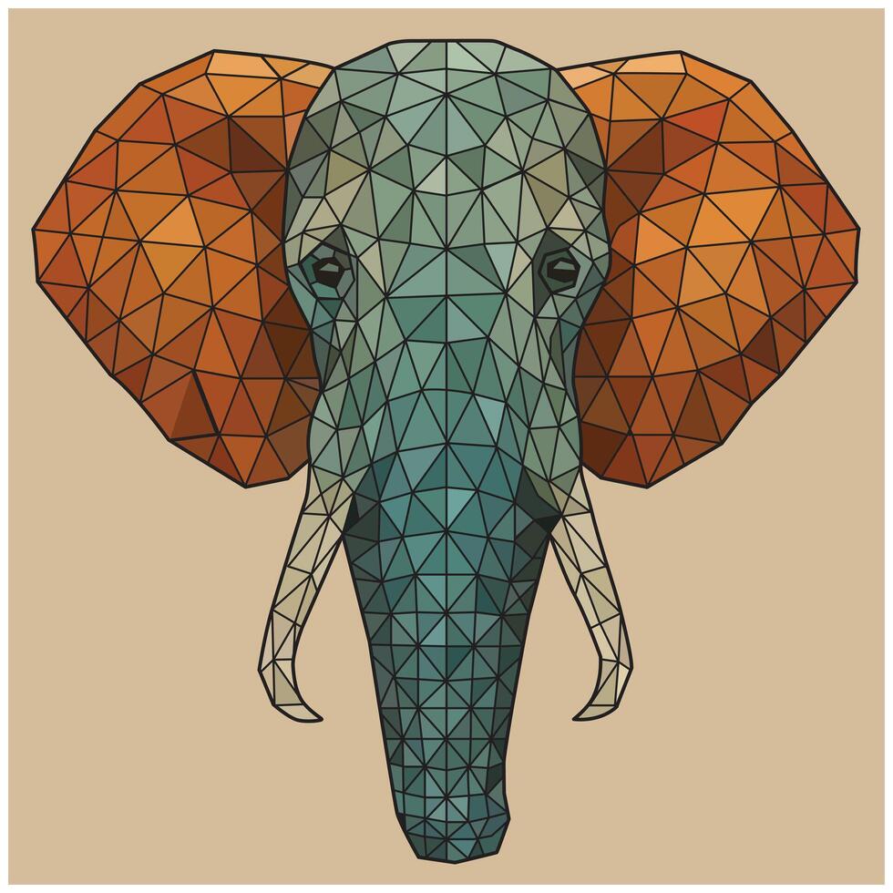 Elephant triangular wire frame in soft color illustration style for any design purposes. vector