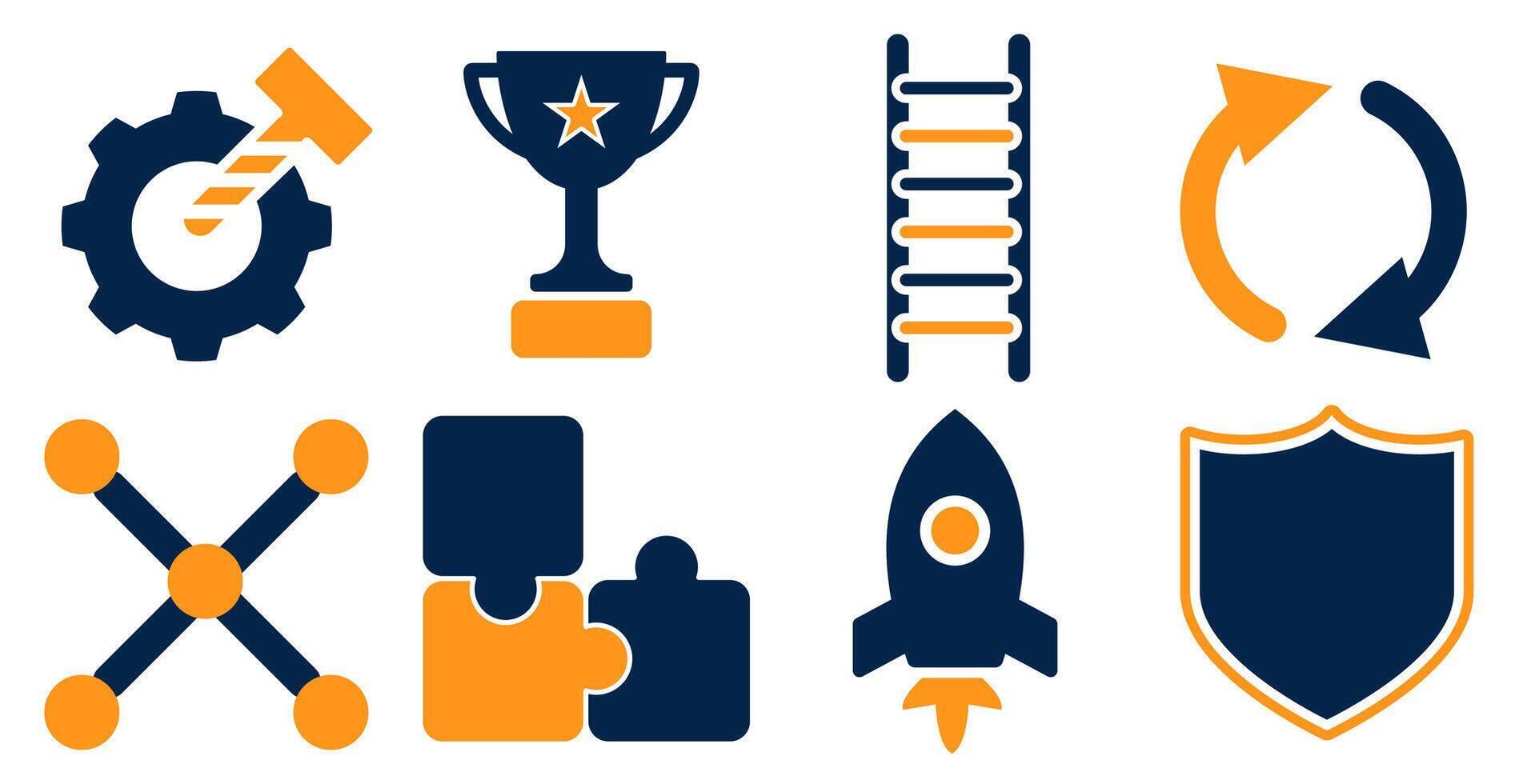 Career Development and Business Strategy Icon Set vector