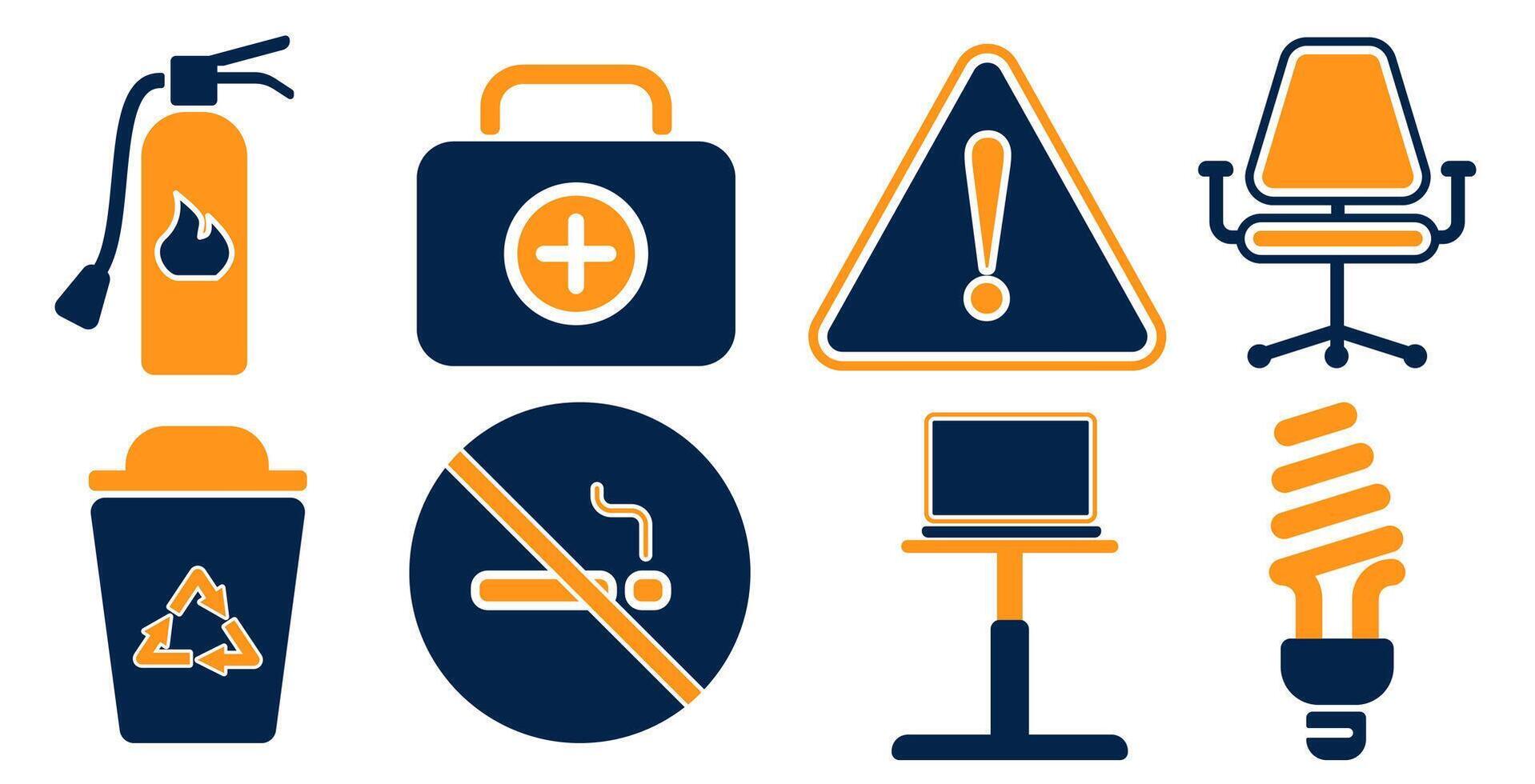 Workplace Safety and Environment Icon Set vector
