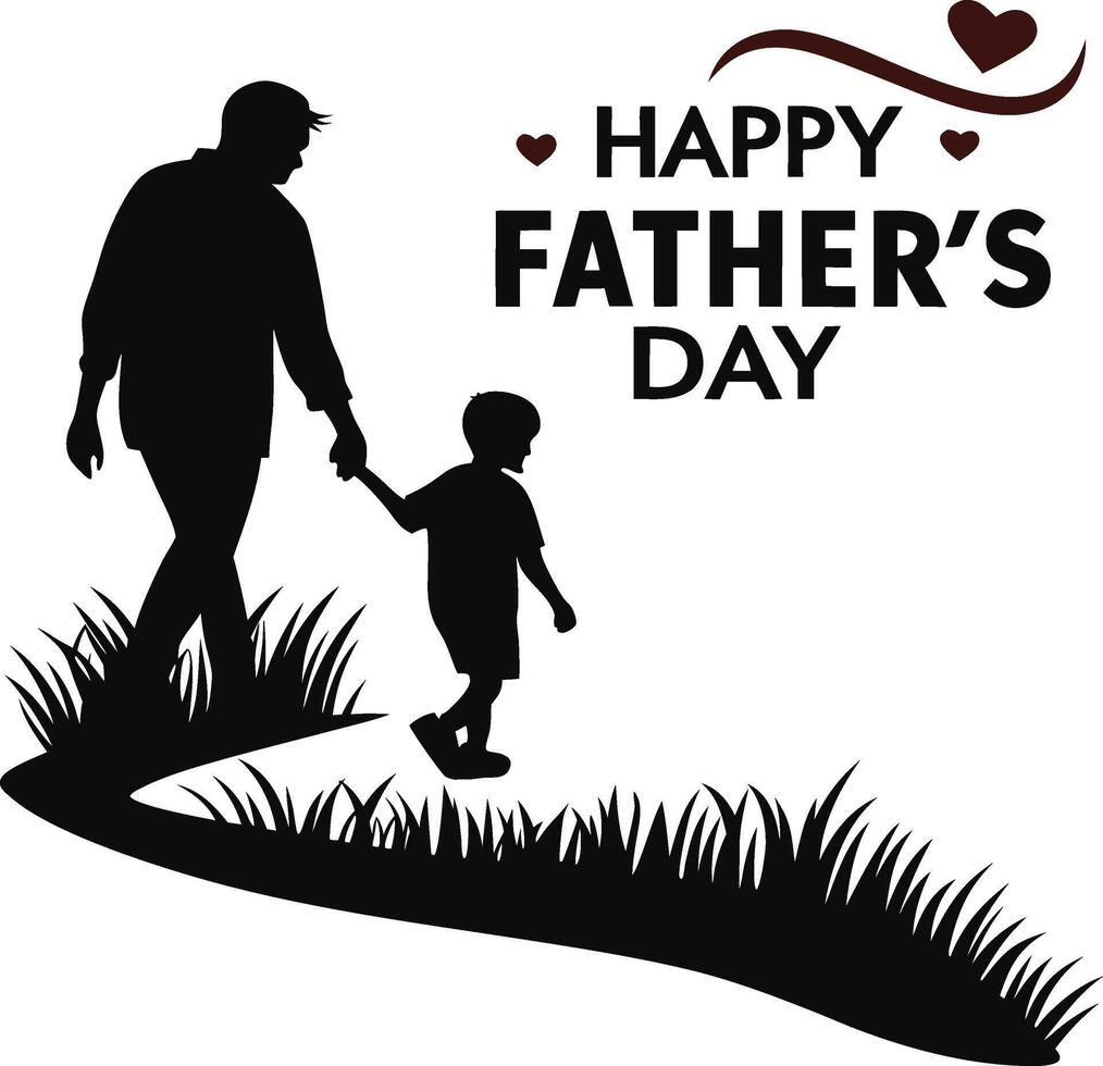 Father and Son Silhouette Illustration on a white background vector