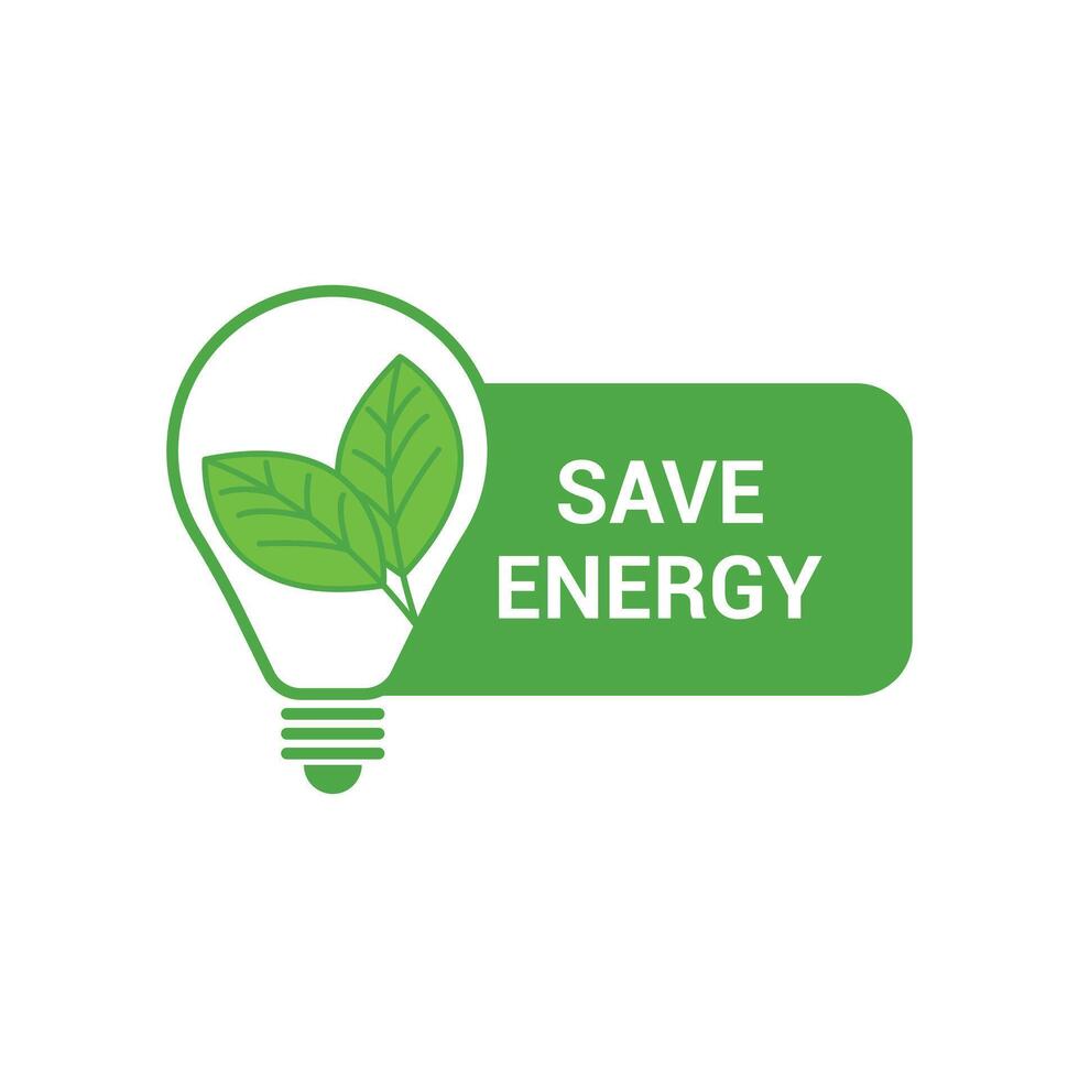 save energy logo design concept green light bulb with leaves vector