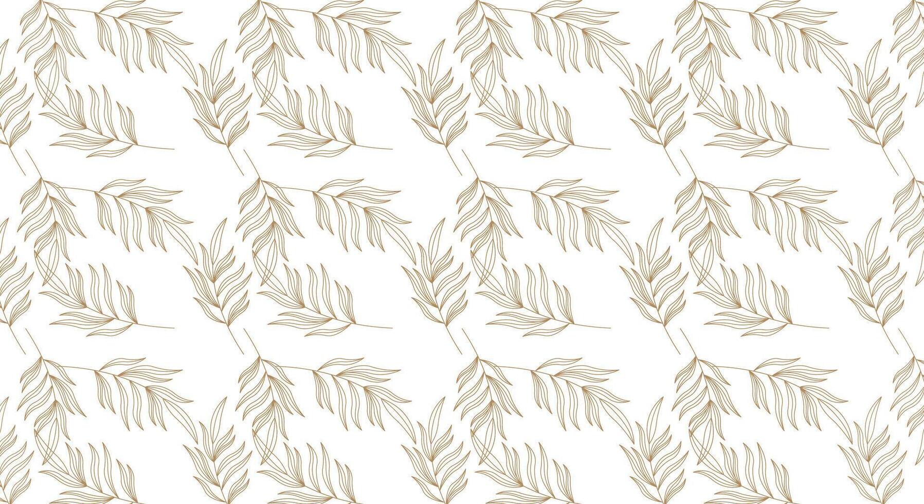 leaf leaves botanical golden seamless pattern background vector
