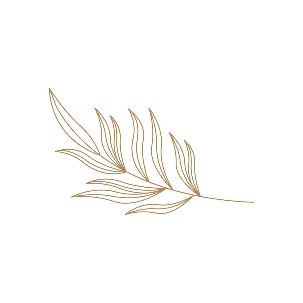 branch leaf botanical gold design line style vector