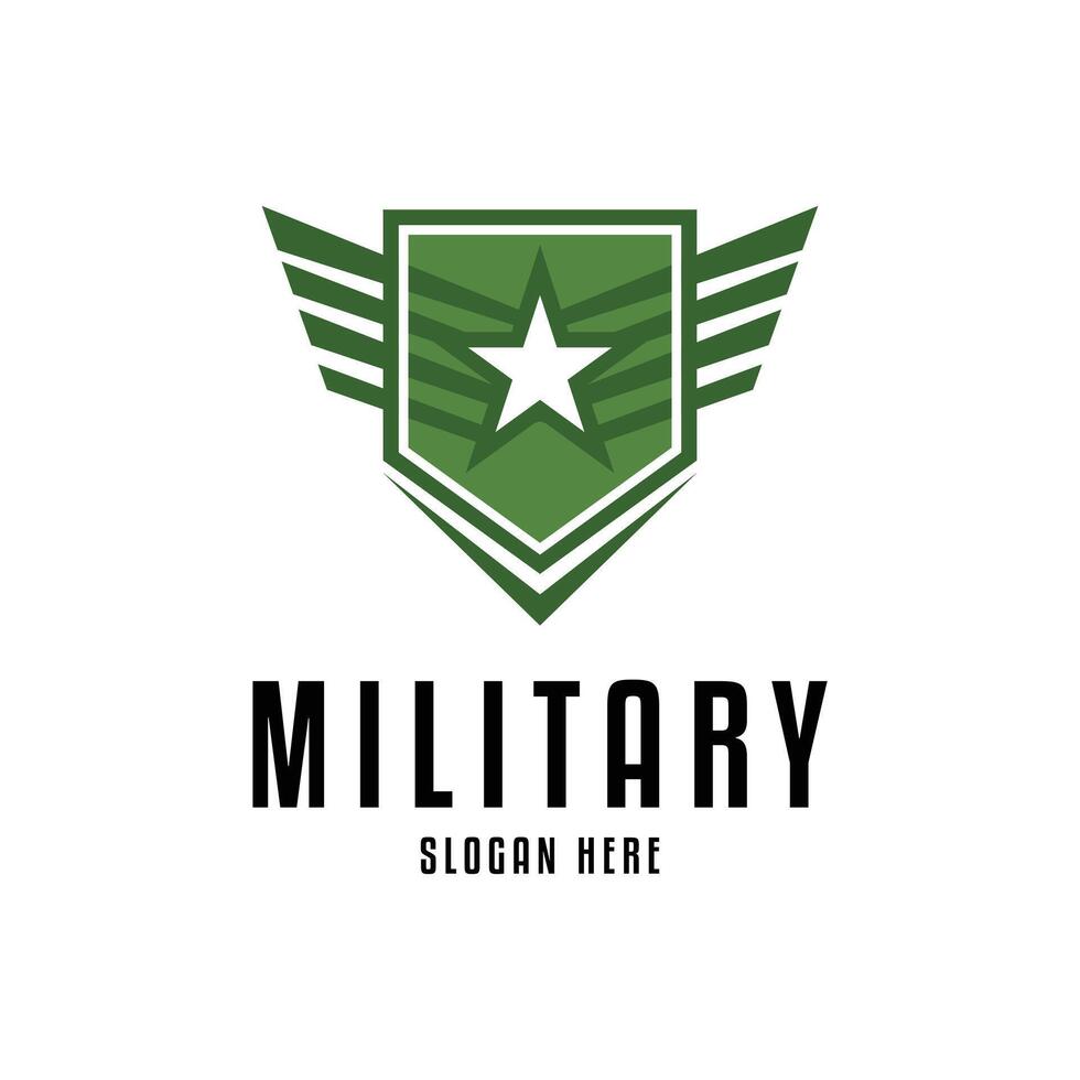military badge logo design concept idea with star and wing vector
