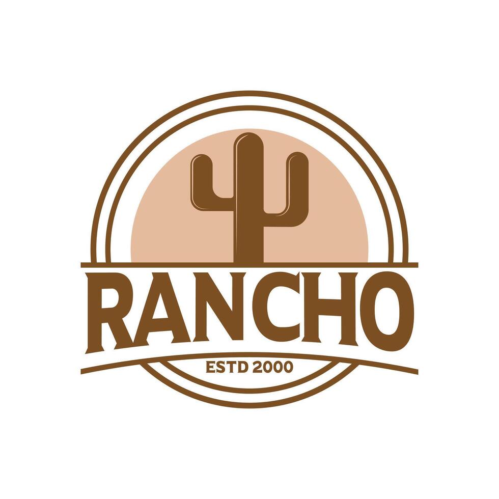 ranch cactus logo design vintage style vector