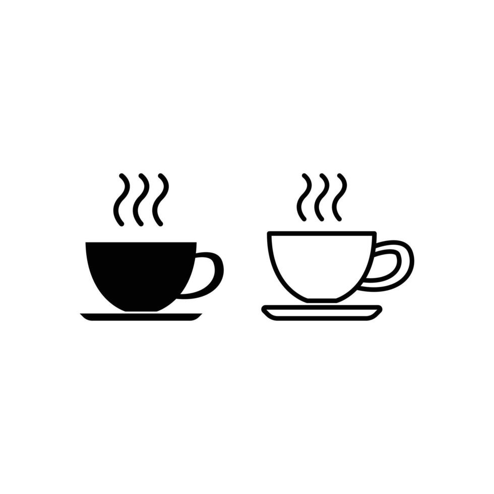 coffee cup tea icon design silhouette and line style vector