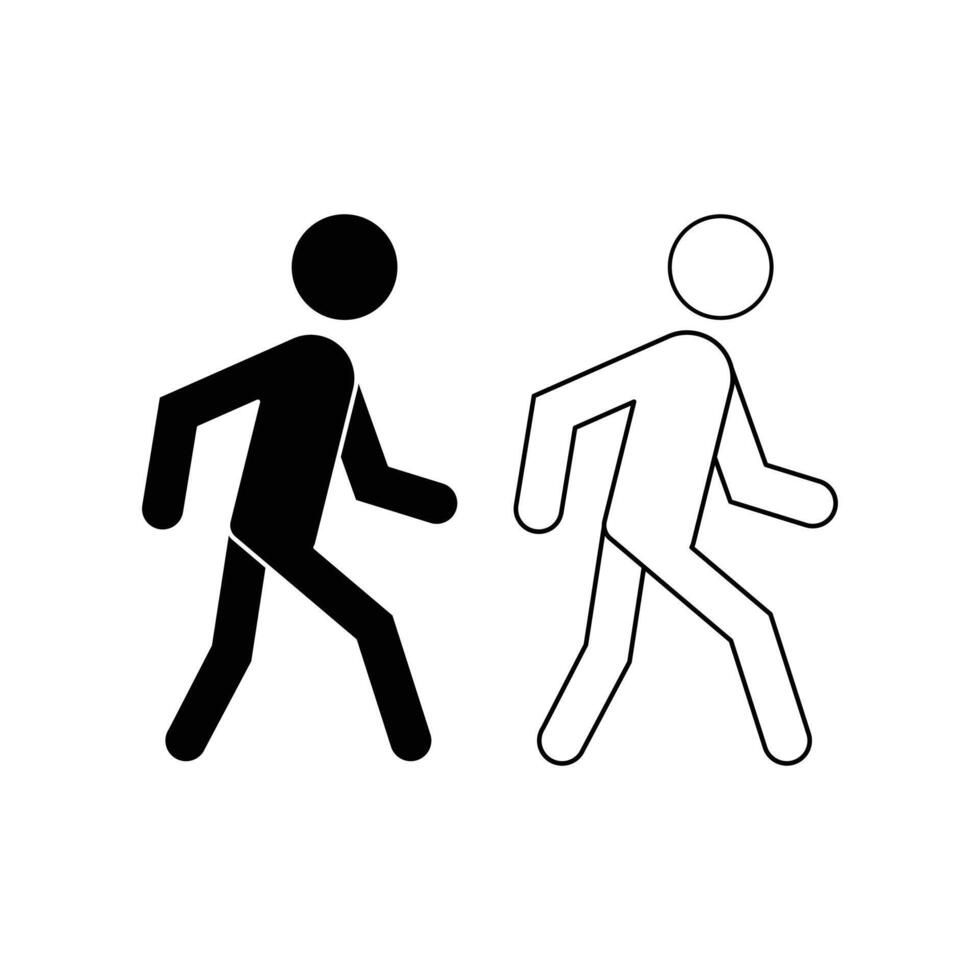 person walking icon design concept silhouette and line style vector