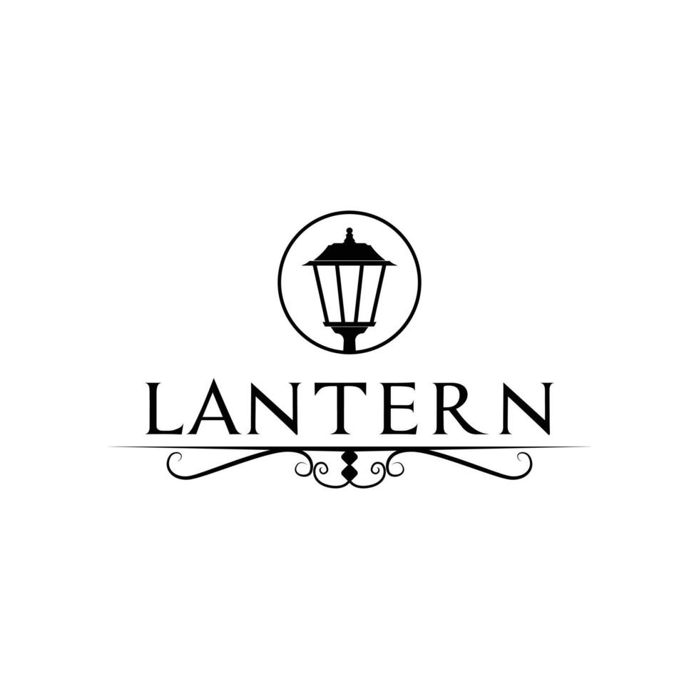 lantern post logo design concept vintage style with label circle vector