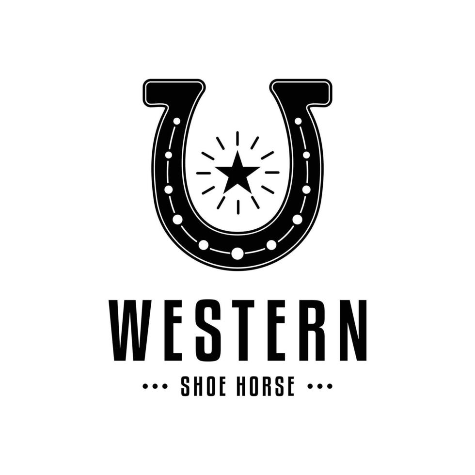 western shoe horse logo design vintage style vector