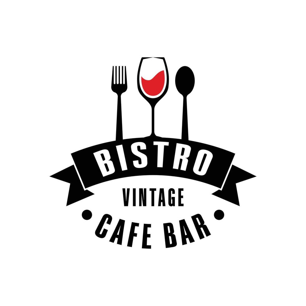 bistro cafe restaurant bar logo design concept vintage style vector
