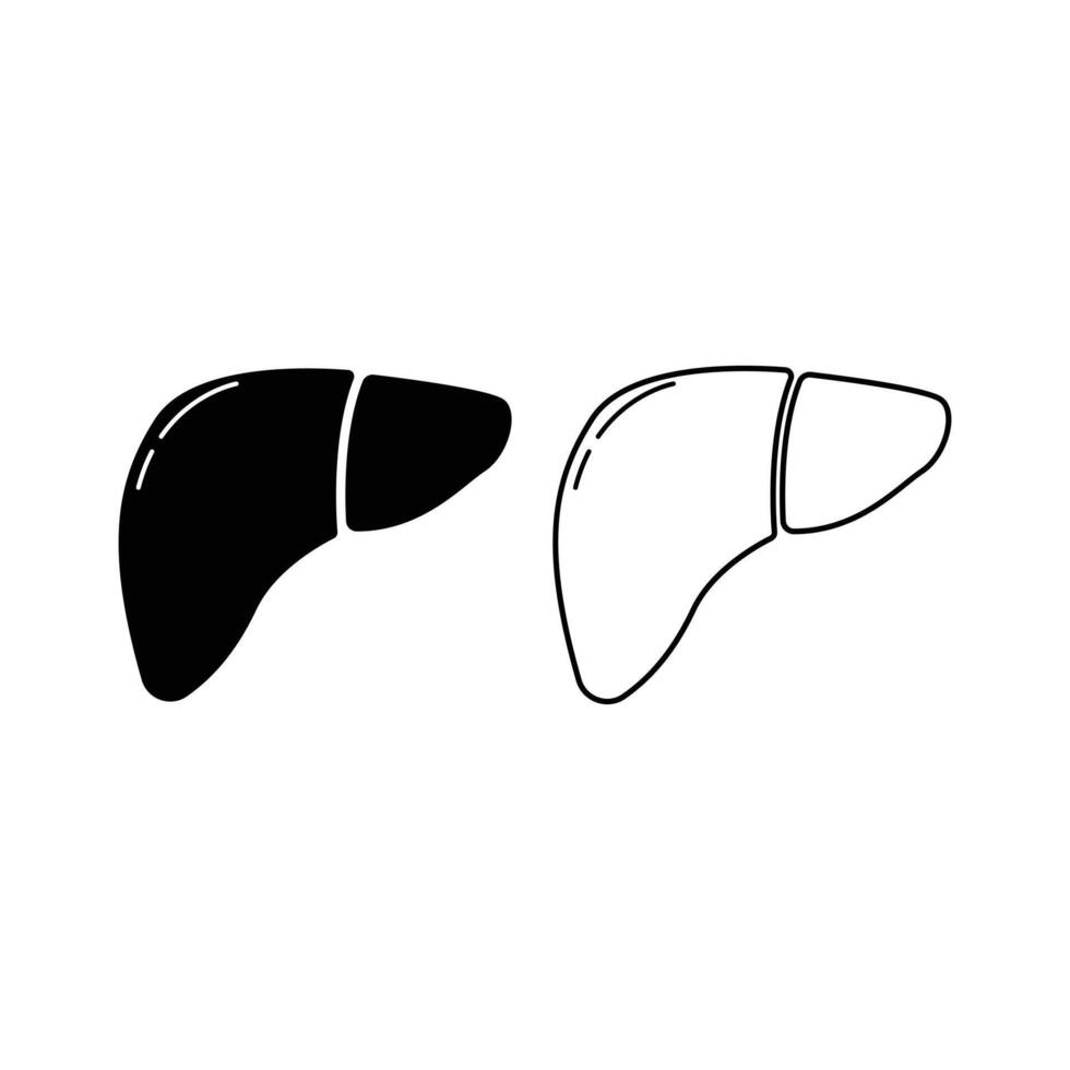 liver icon design concept silhouette and line style vector