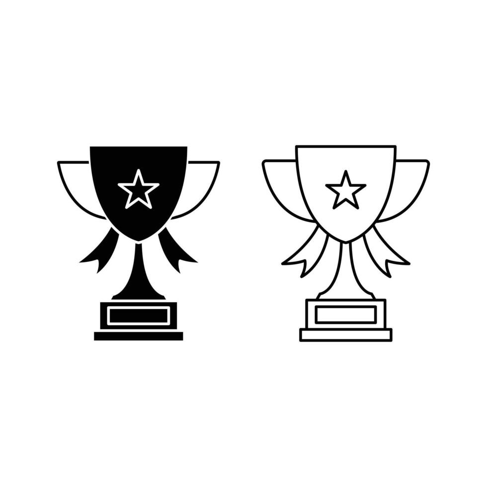 trophy icon design concept silhouette and line vector