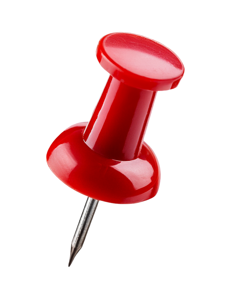 Angled Red Push Pin as Sharp Metal Point for Pinning png
