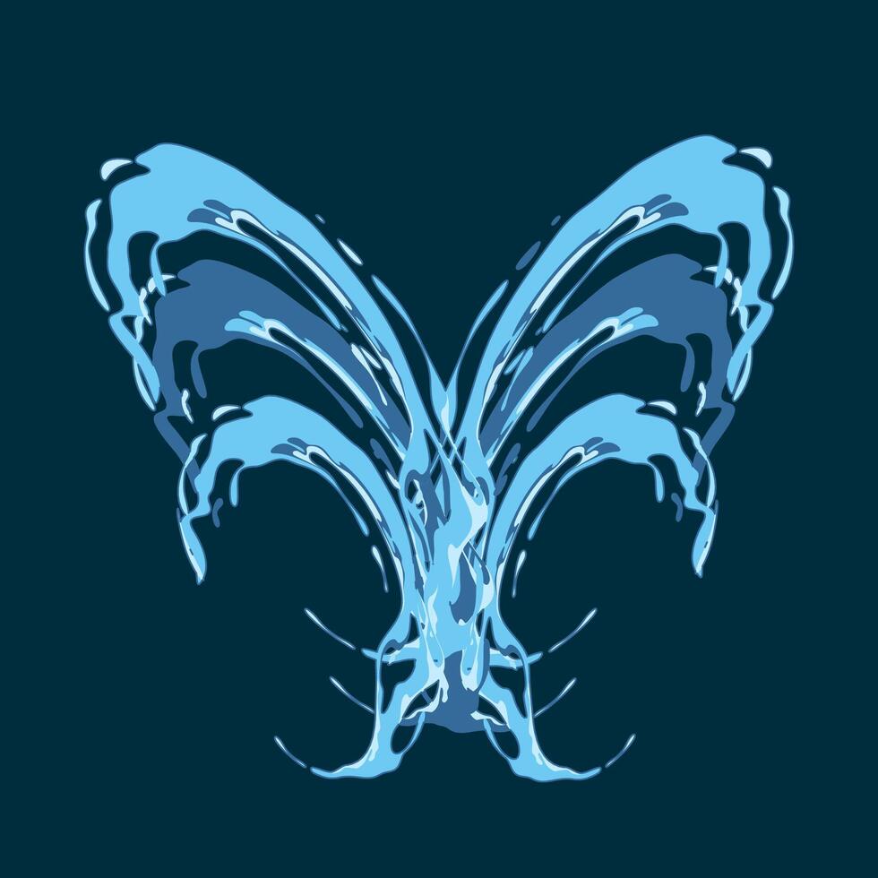 Pouring water splashes and drops shaped butterfly, flat design set isolated illustration vector