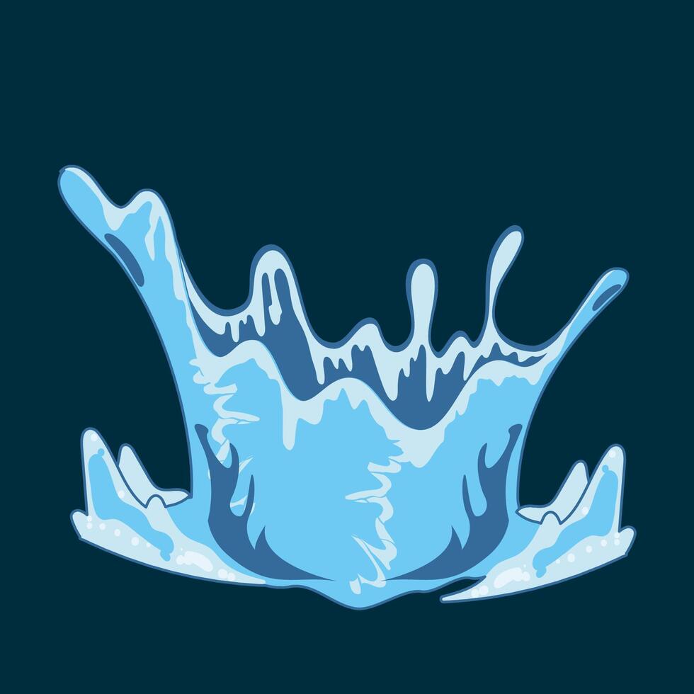 Pouring natural splash or drop blue water, flat design element isolated cartoon illustration vector