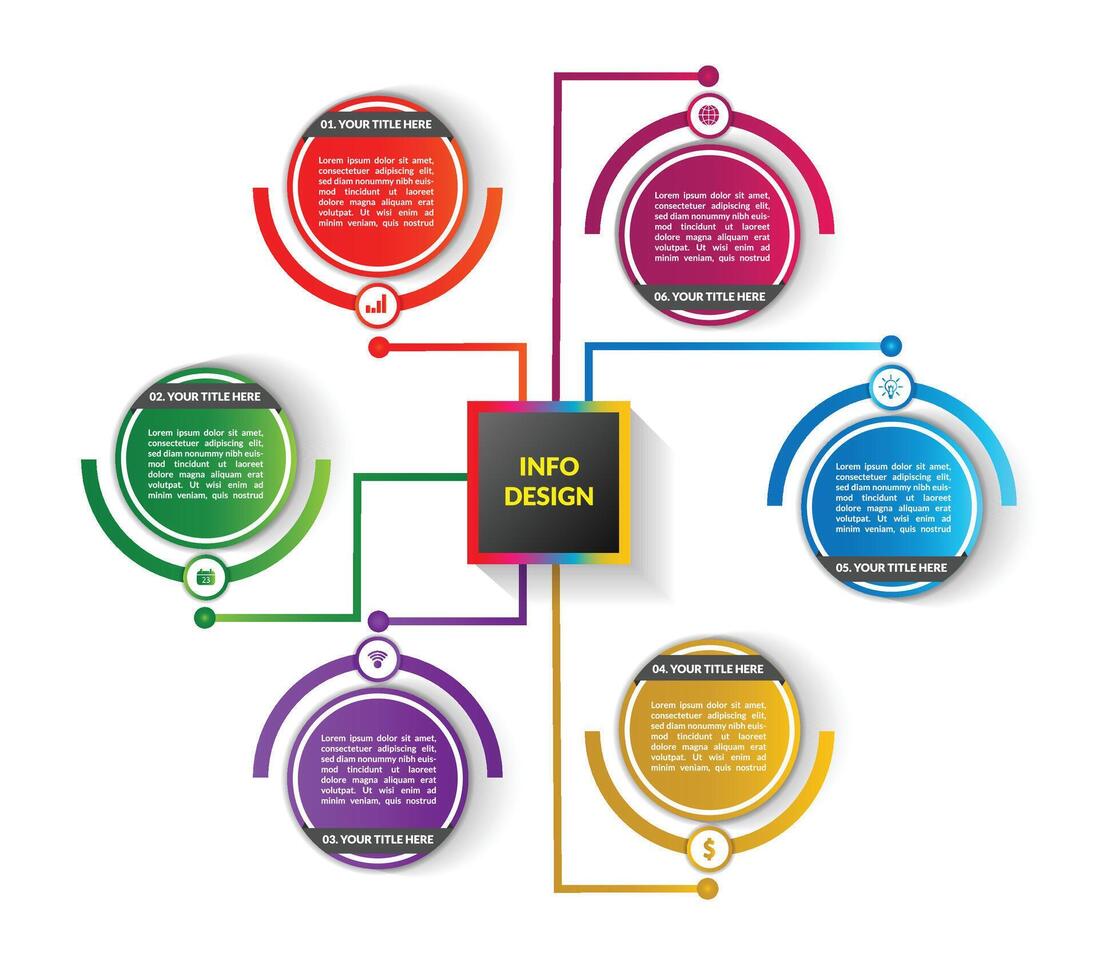 6 options or steps infographic template design vector