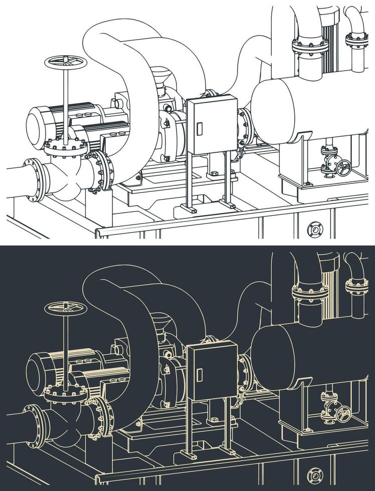 Pump skids for any fluid illustrations vector
