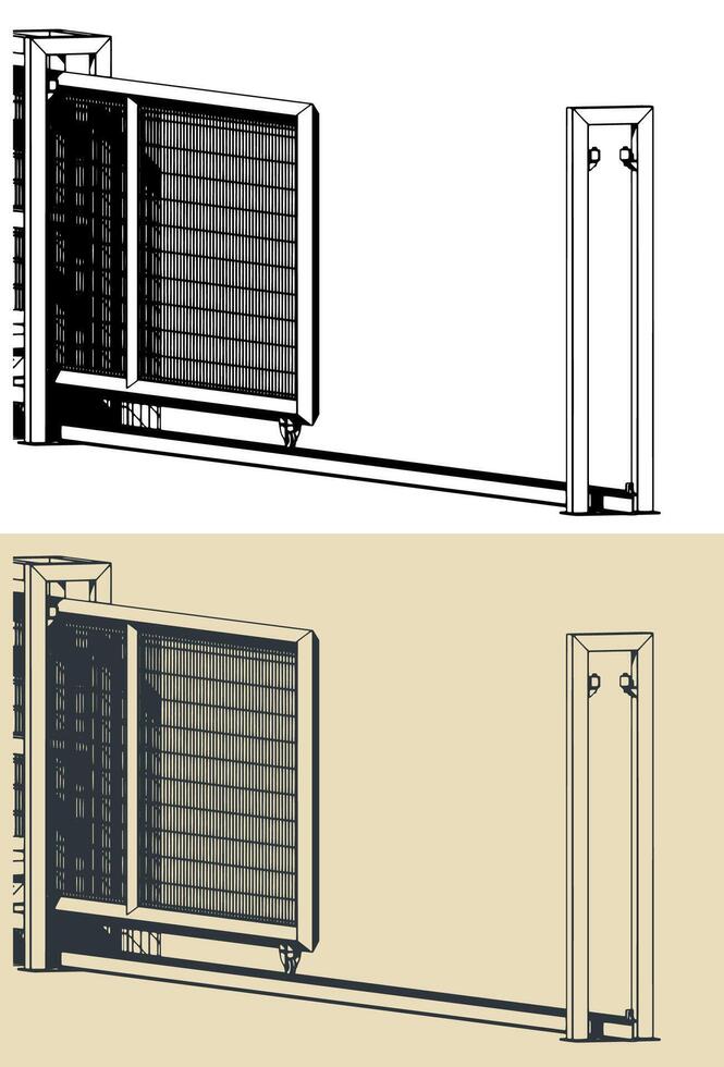 Industrial sliding security gates vector