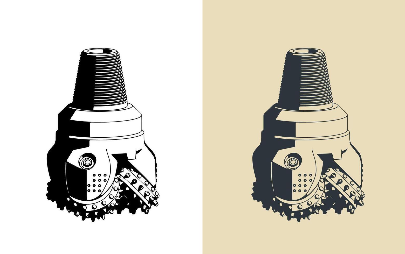 Threecone oil drilling bit vector
