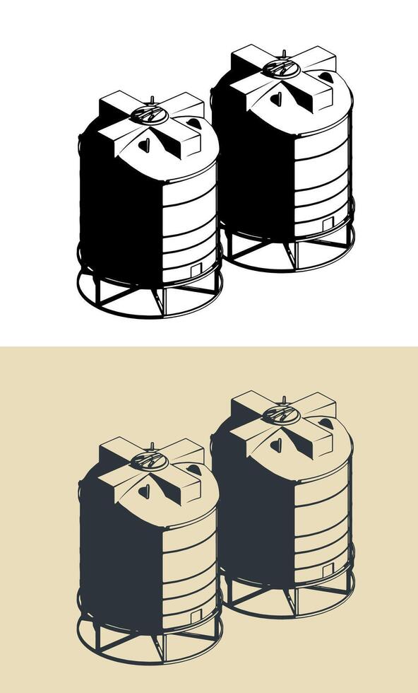 Plastic water tanks on metal basis vector