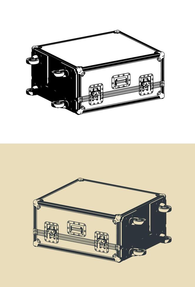 Concert equipment transportation wheeled box illustrations vector