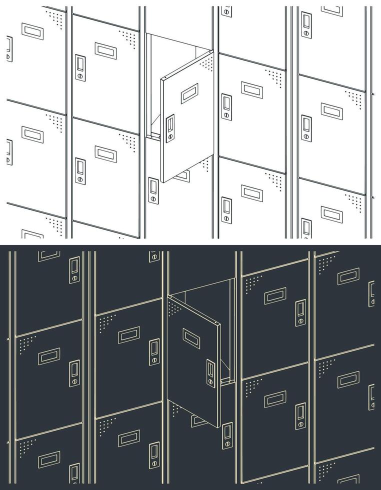 Lockers close up illustrations vector