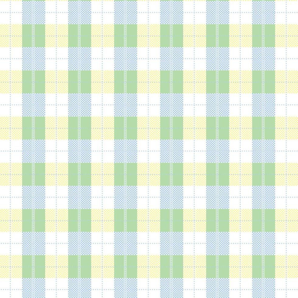 Plaid Pattern in Pastel Colors Blue Yellow and Green Checkered Grid Design. Plaid Grid Pattern. Textile design of textured plaid. Gingham Checkered fabric pattern swatch for print, tartan vector