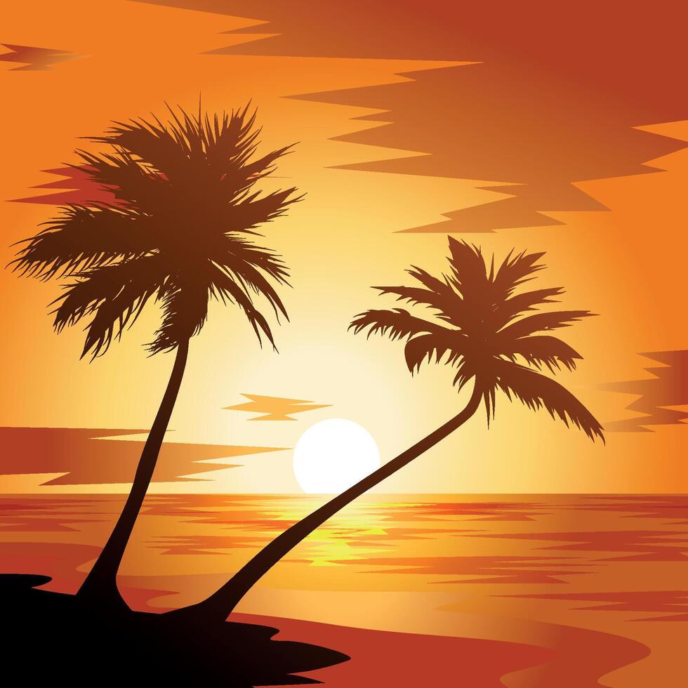 Realistic background for summer season. Beach background. Realistic summer background. Gradient background for summer season celebration. Palm tree and beach vector