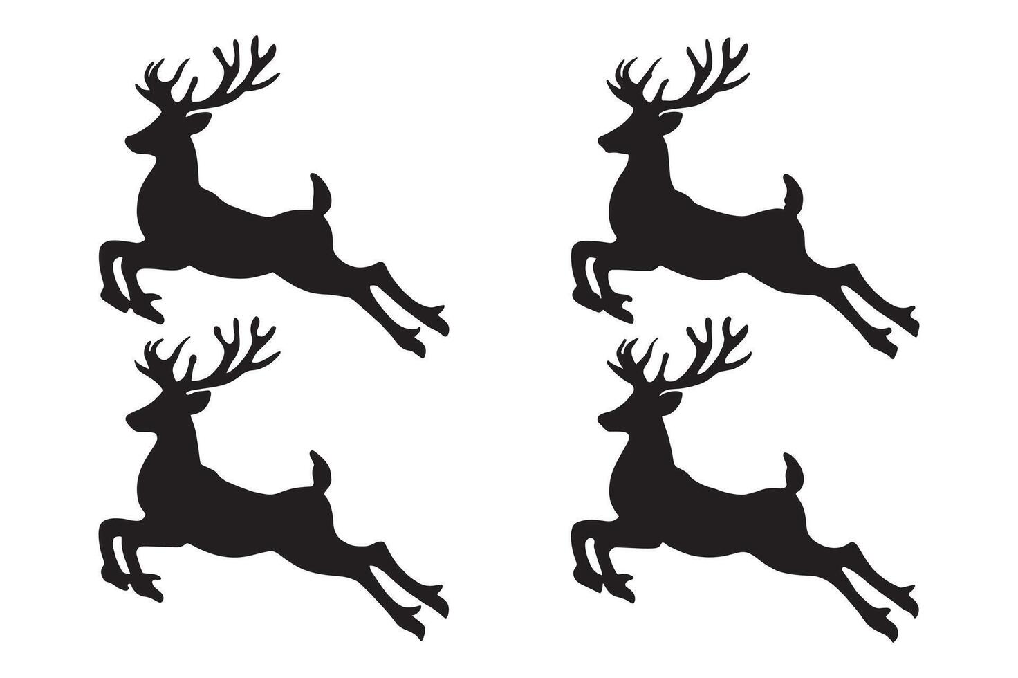Set of Deer Silhouettes in Style vector
